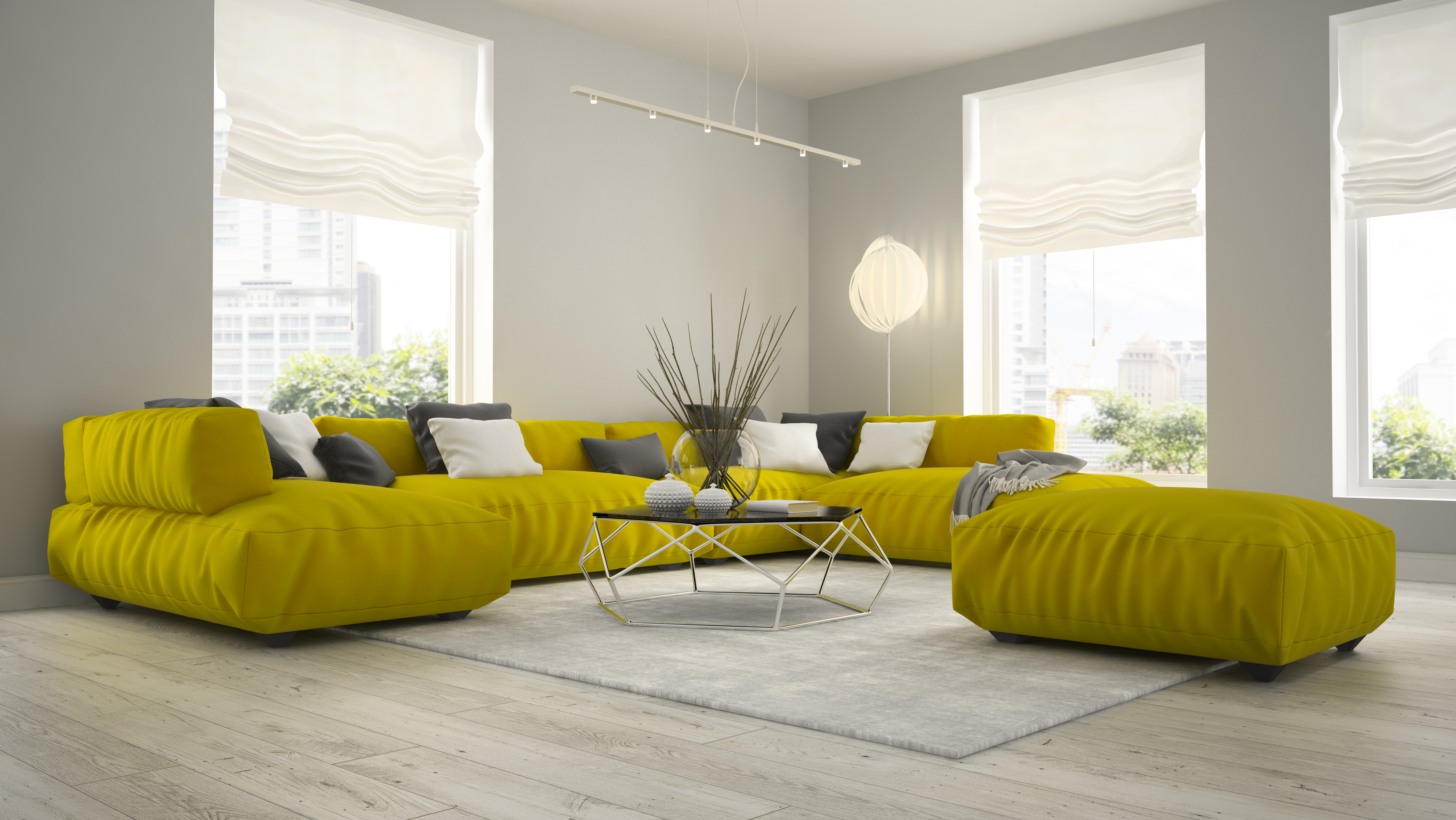 Sala moderna piso gris claro · Piso SPC MCUADRA² Costa Rica